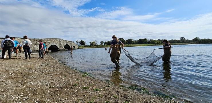 Students in water with nets at Colt State Park